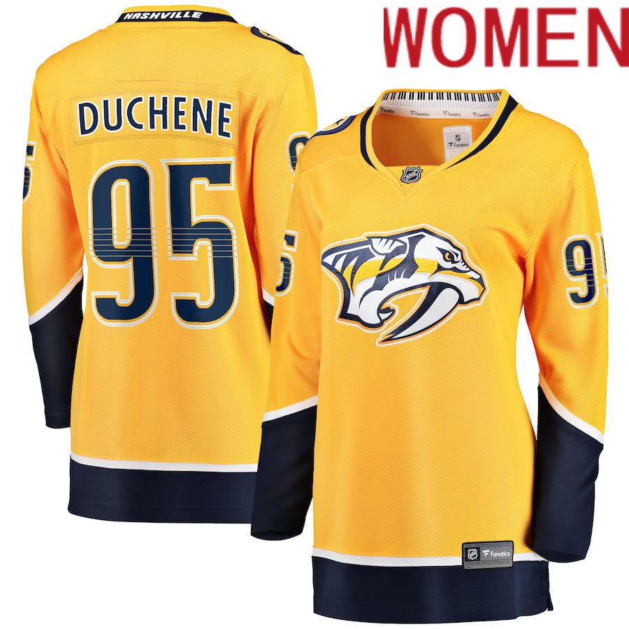 Women Nashville Predators #95 Matt Duchene Fanatics Branded Gold Home Premier Breakaway Player NHL Jersey